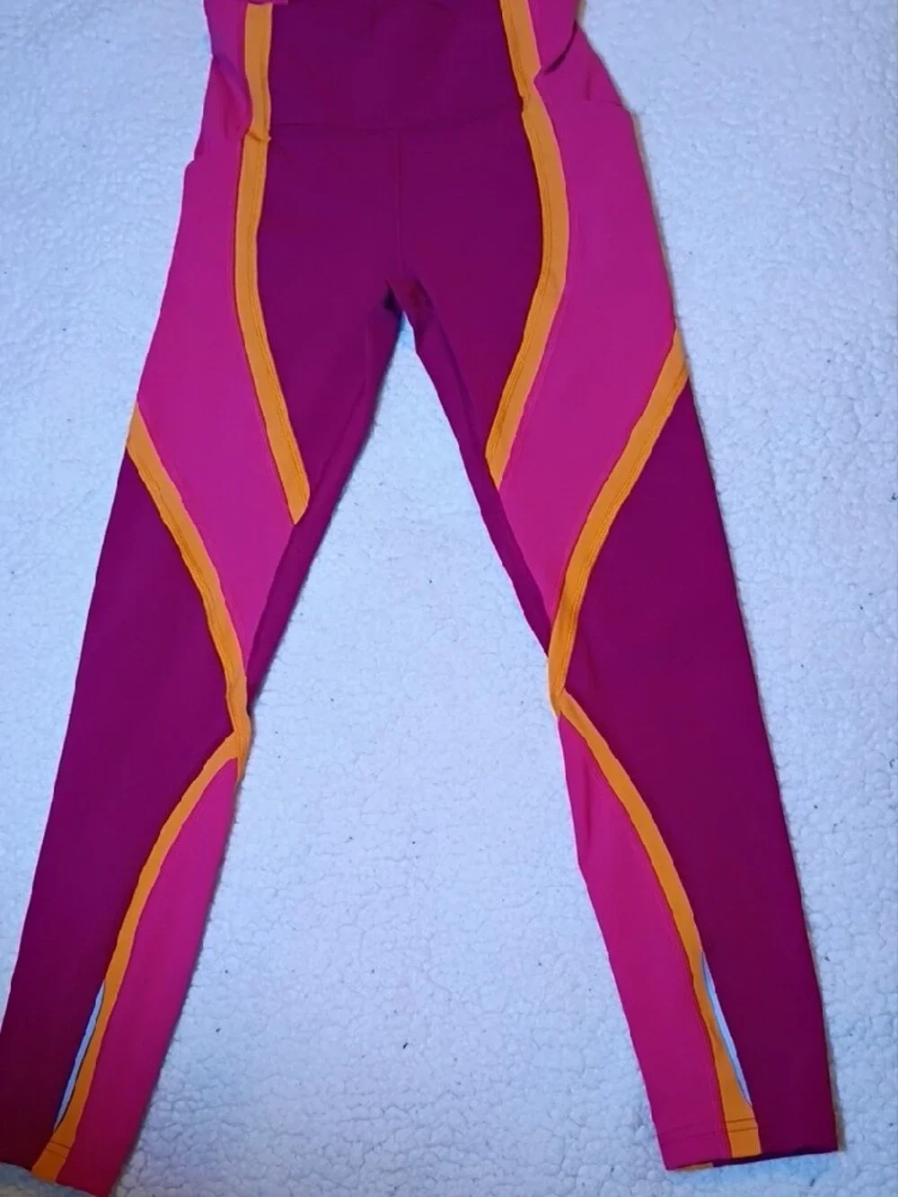 High-Rise Colorblock Active Leggings in Burgundy, Pink &‎ Yellow